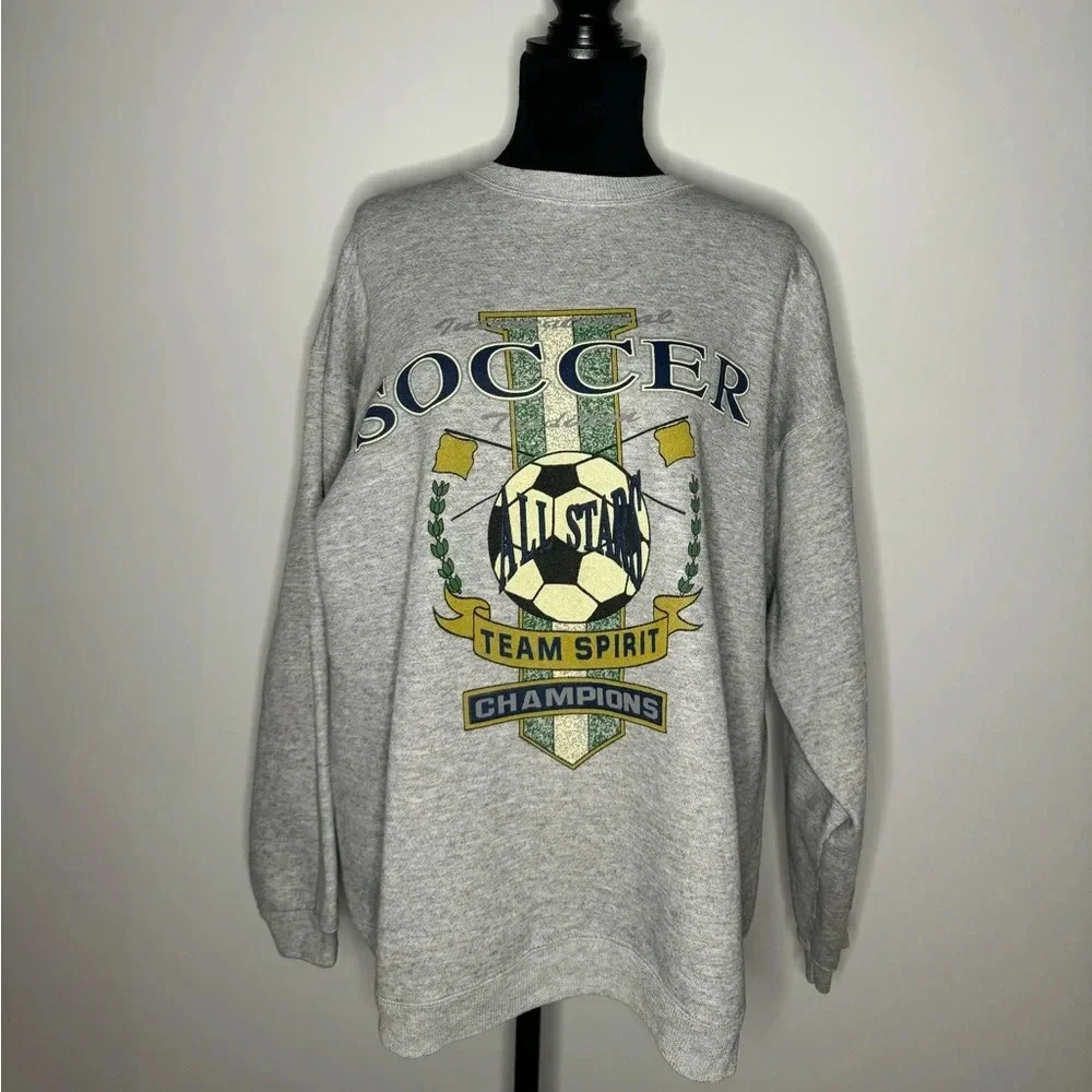 VINTAGE Soccer Champions Single Stitch Crewneck Sweatshirt Vtg 90s Made USA XL